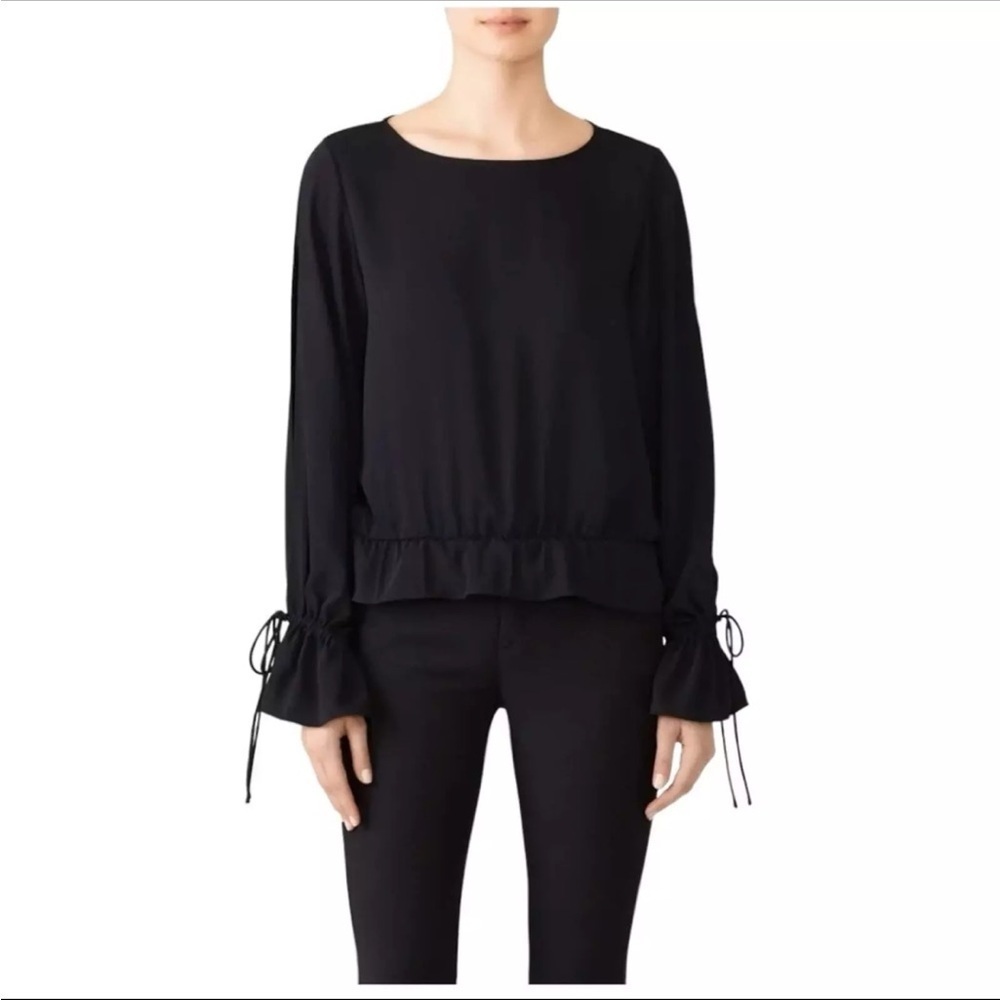 Jay Godfrey Long Slit Sleeve Linden Blouse Black Sz 0